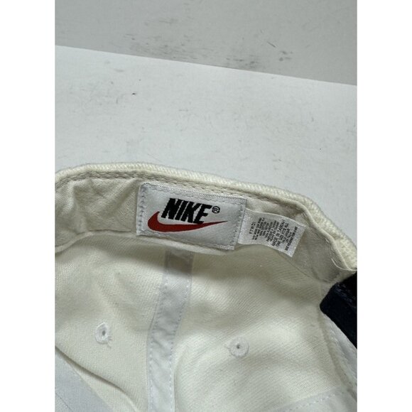 Vintage Nike Spellout Strapback Hat 90’s Swoosh Made In Taiwan White Blue - Picture 6 of 6
